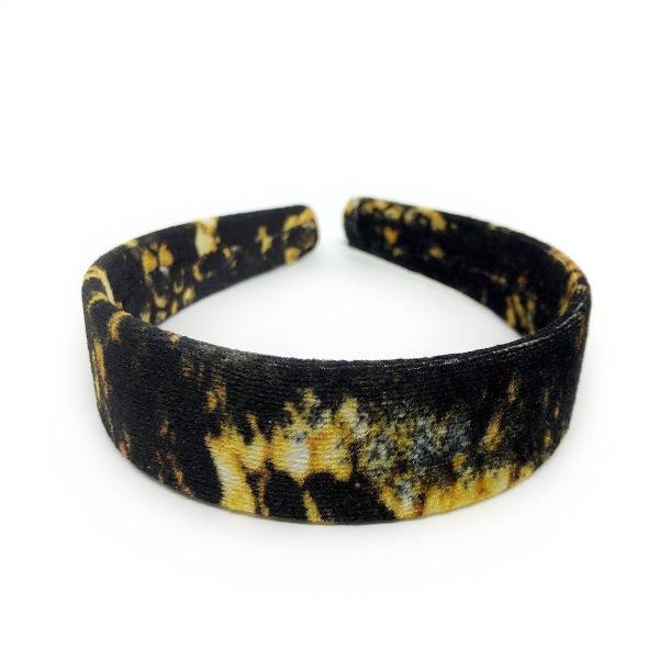 tiara veludo animal print preto