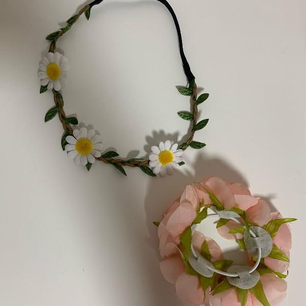 tiara/headband e elástico de cabelos floral