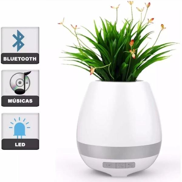 Caixa De Som Vaso De Planta Bluetooth Led Luminária Feitun