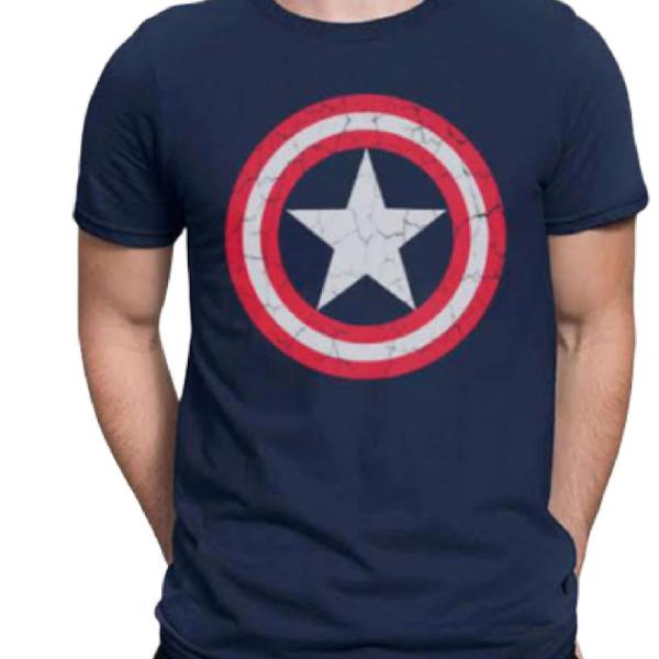 Camisa Camiseta Capitão América Escudo Desgastado