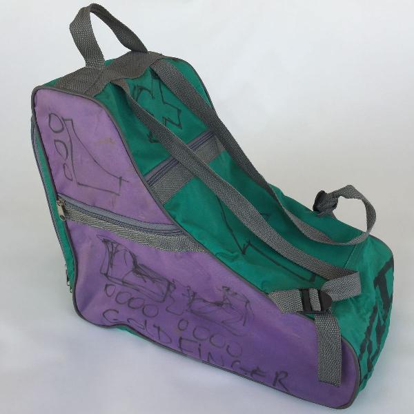 bolsa mochila bag para patins roller in line verde e lilás