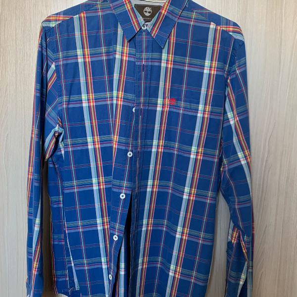 camisa timberland azul xadrez tamanho p
