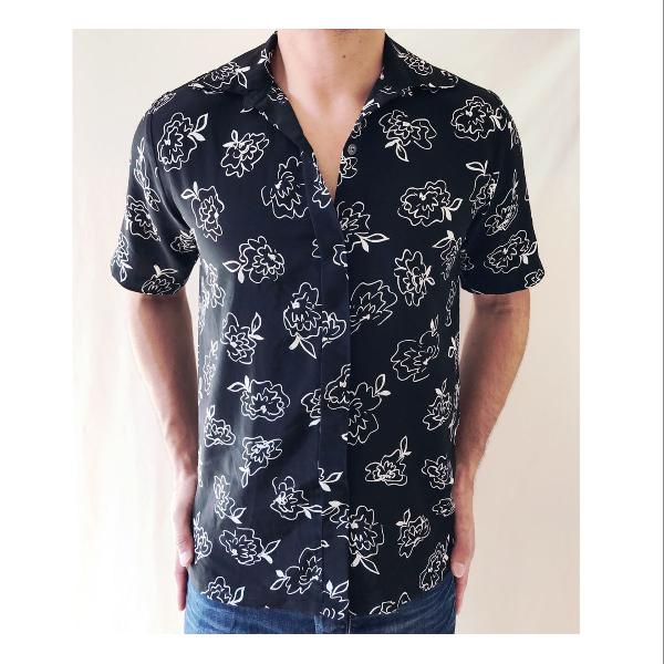 camisa viscose estampa floral masculina