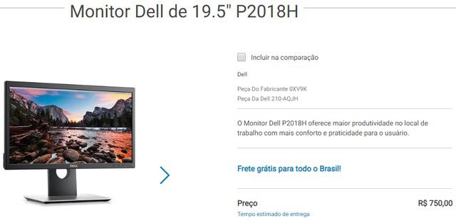 Monitor Dell de 19.5" P2018H