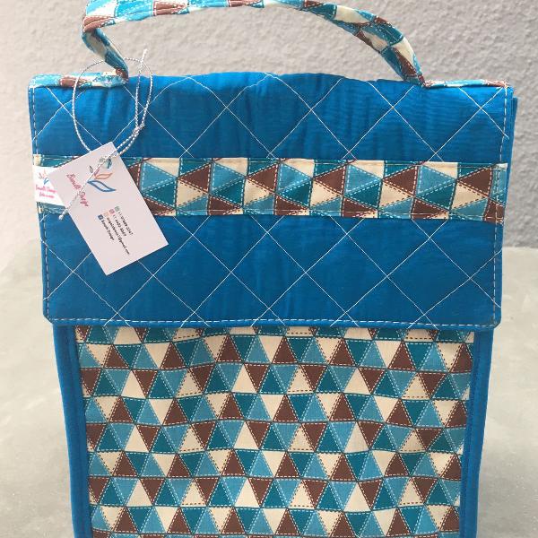 bolsa térmica geométrica azul