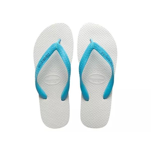 chinelo havaianas branca e azul