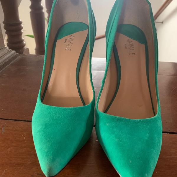 scarpin suede verde animale novo