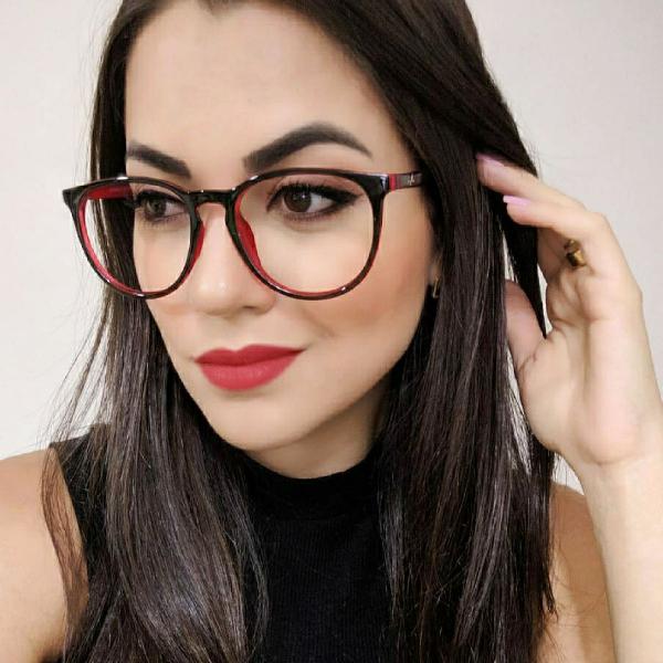 armação para grau feminina Ray ban preto com vermelho com