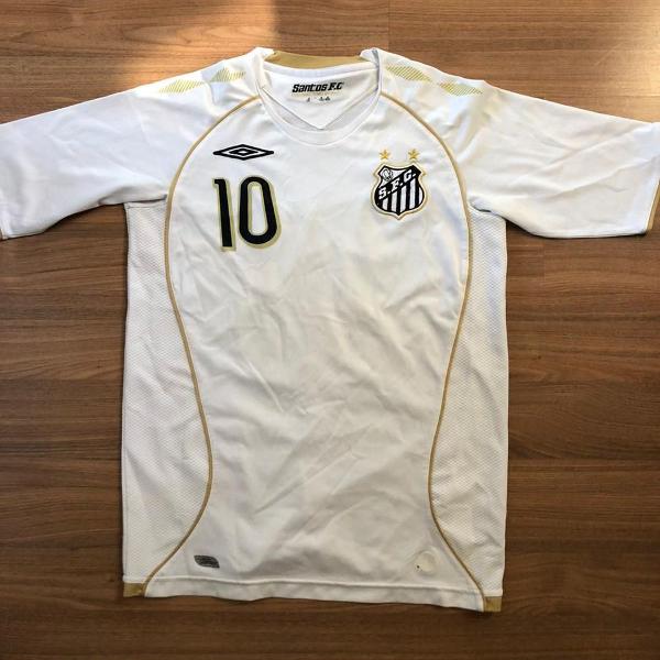 camiseta santos futebol clube linhas douradas