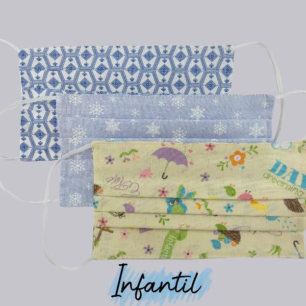 kit infantil com 3 máscaras de tecido