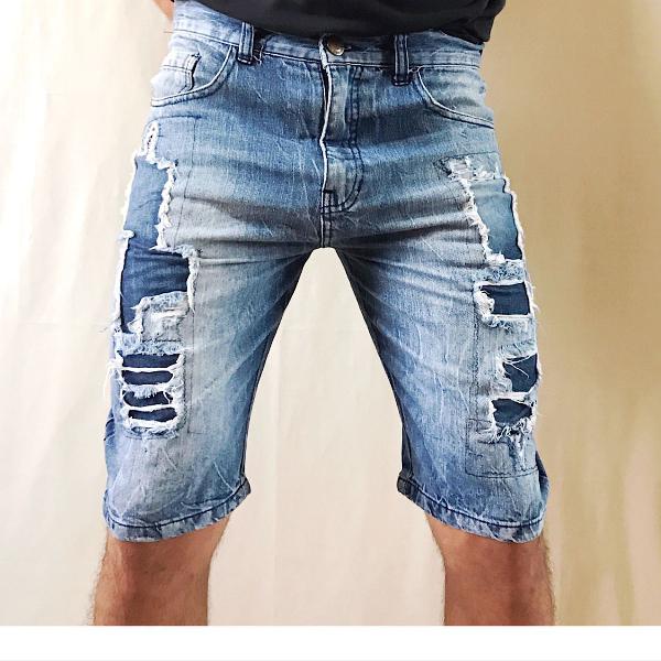 pool - bermuda jeans masculina destroyed