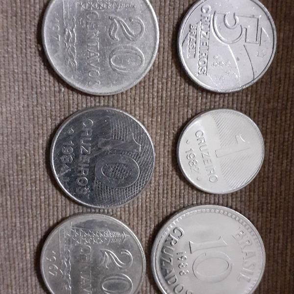 6 moedas numismáticas antigas