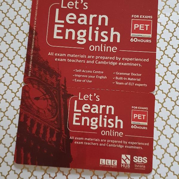 card let's learn english online for exams pet