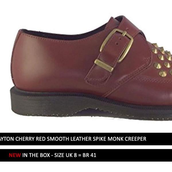 dr. martens dayton cherry red smooth leather spike monk