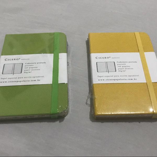 duas cadernetas pautadas cicero 9x13 amarela e verde
