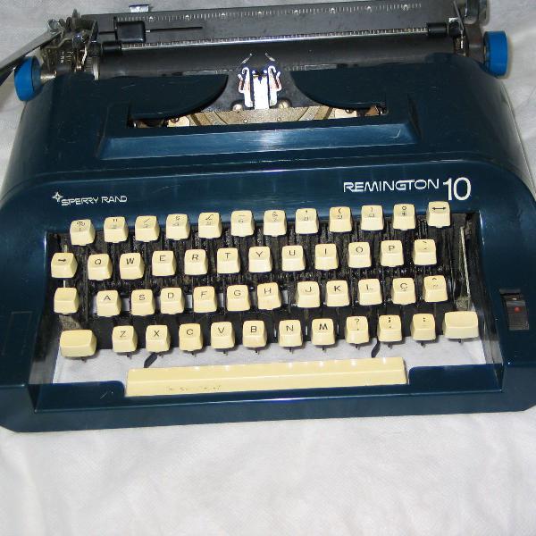 máquina escrever remington 10 portátil decoração azul