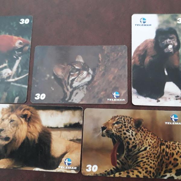 série cartão telefônico animais telemar 5 cartão