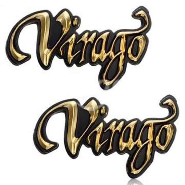 2 adesivos emblema tanque moto yamaha virago abs dourado