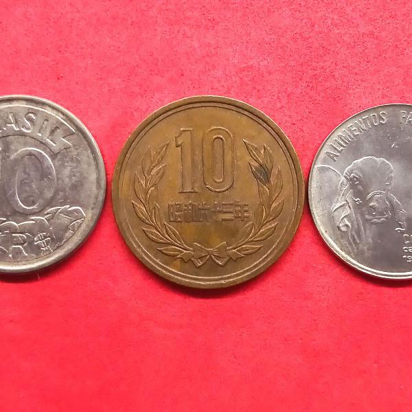 3 moedas antigas - brasil e estrangeira - raras