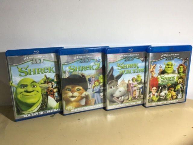 Coleção Shrek Blu-ray 2D e 3D - 8 Discos