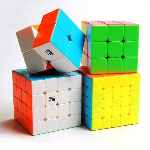 Kit de 4 Cubos Mágicos Profissional 2x2 3x3 4x4 5x5