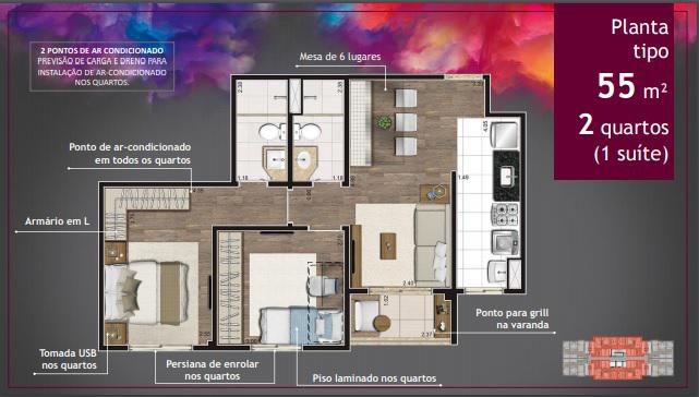 Lapa Apt com 55m² 2dorms, 1 suite e 1 vaga-pronto para