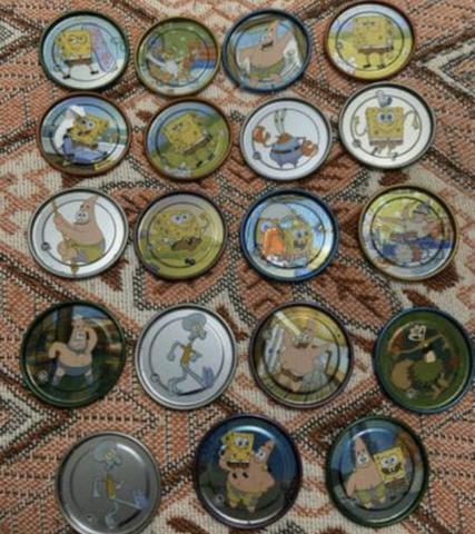 Lote com 19 Tazos Titanium - Bob Esponja