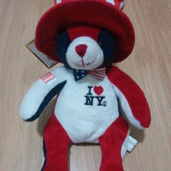 Urso Teddy handmade i love NY pelúcia