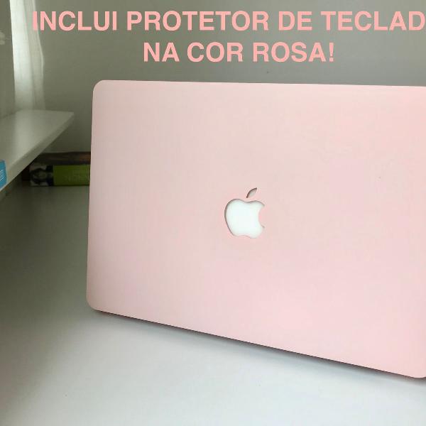 case novo macbook air 13 A1932 rosa claro pink com logo