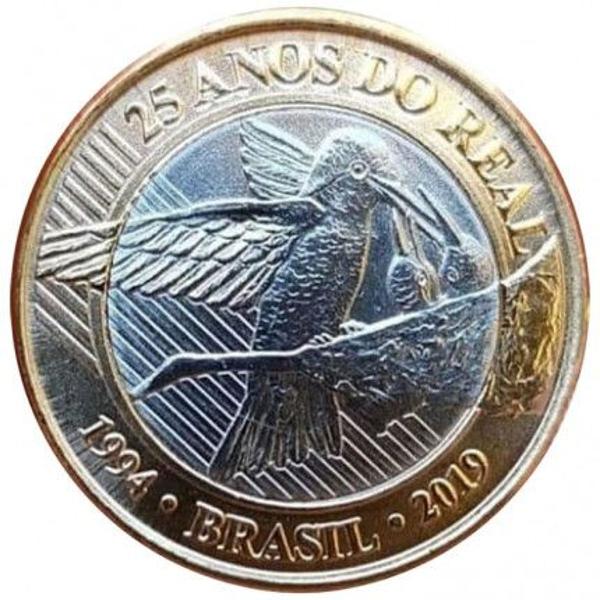 moeda comemorativa 25 anos do real - beija flor - flor de
