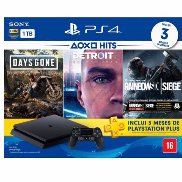 ps4 1 tb com 3 jogos + 3 meses de playstation plus