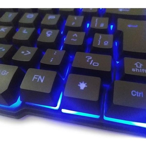 teclado gamer semi mecânico função anti ghosthing led usb
