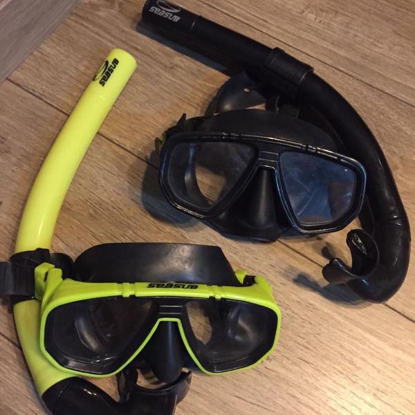 2 conjuntos máscara mergulho seasub
