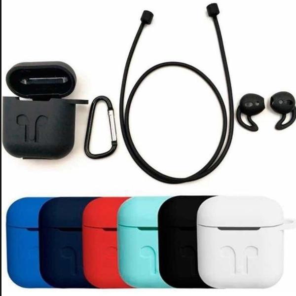 kit case airpods 4 acessórios alça + gancho + ear cap +