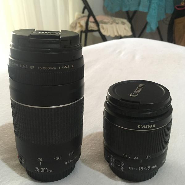 lente canon 75-300mm + lente 18-55mm