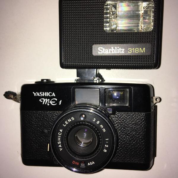 máquina fotográfica yashica me1, com flash, com manual!