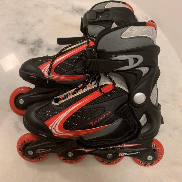 patins in-line traxart faster tamanho 8 com conjunto de