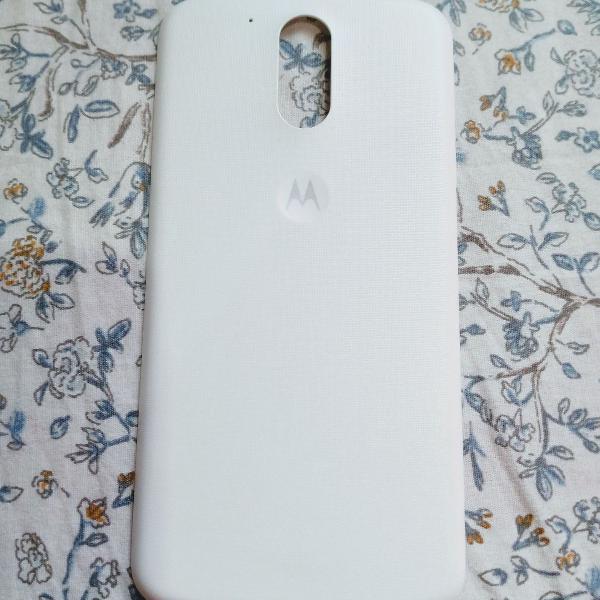 traseira capa plástica moto g 4 plus branca original nova