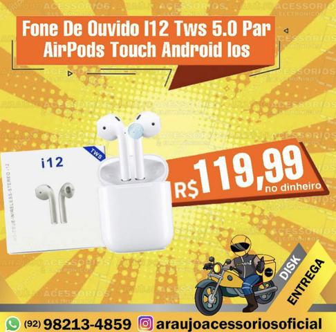 Fone De Ouvido I12 Tws 5.0 Par AirPods Touch Android Ios