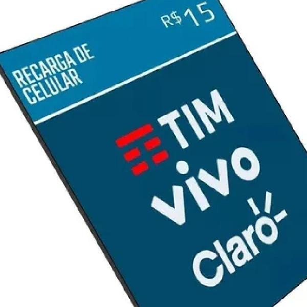 Recarga Celular Crédito Online Tim Claro Vivo Oi R$ 15,00