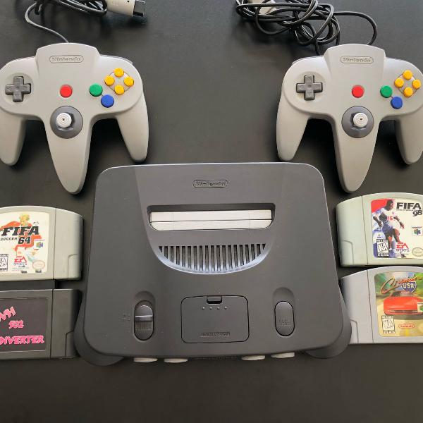 console nintendo 64 + 2 controles + jogos