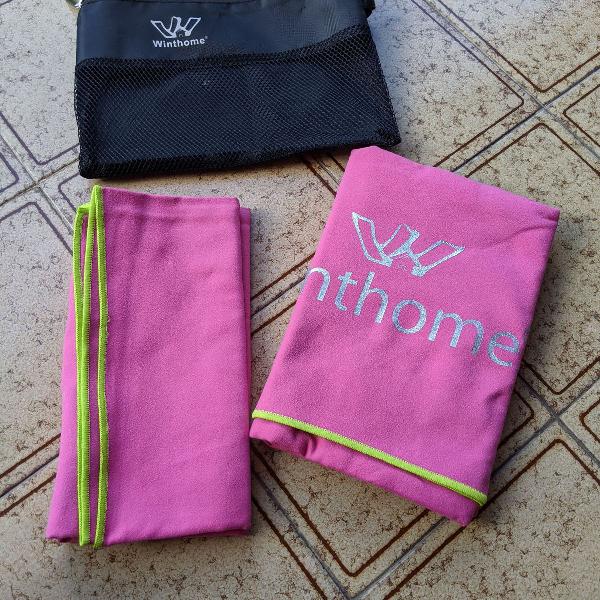 kit conjunto de toalha microfibra ultra absorvente rosa