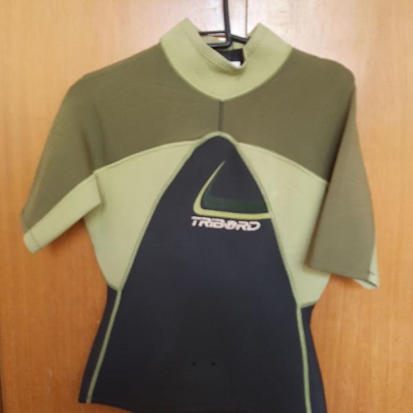 Blusa de neoprene para surfista manga curta Triboard verde