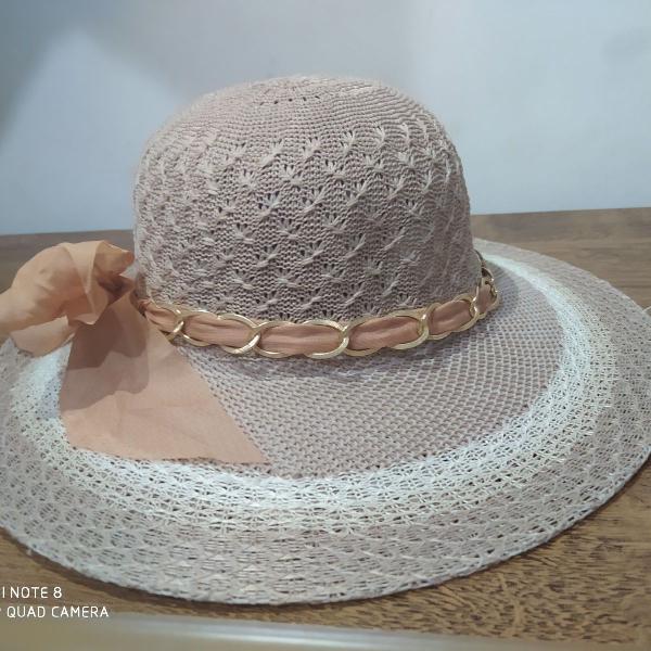 Chapéu de praia feminino com laço