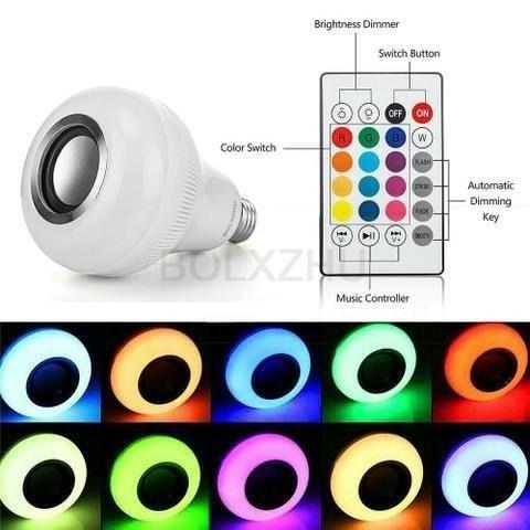 Lâmpada Led Caixa De Som Bluetooth Musical Com Controle Rgb