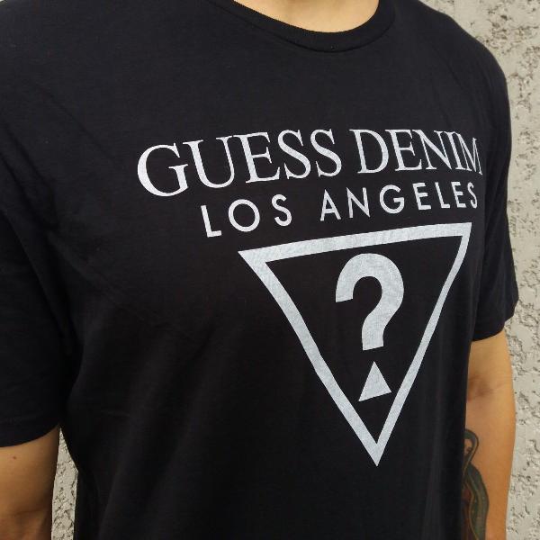 camiseta guess usa logo los angeles classic preta original