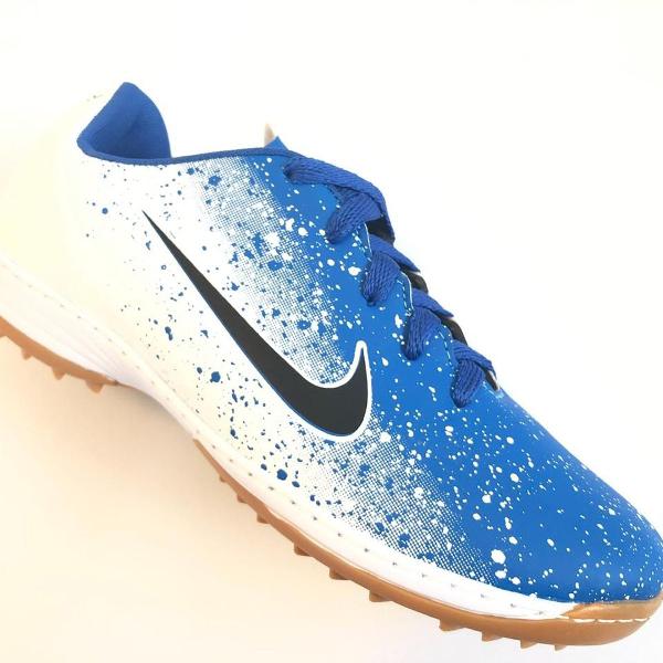 chuteira nike society white blue