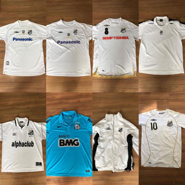 combo 9 camisas + jaqueta + pulseiras santos futebol clube