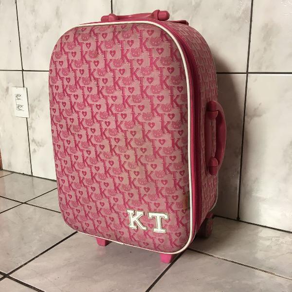 mala de viagem da hello kitty monograma rosa