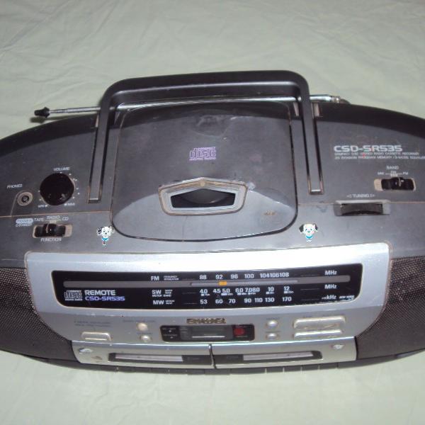 radio aiwa gravador toca fitas cd am fm csd sr 535